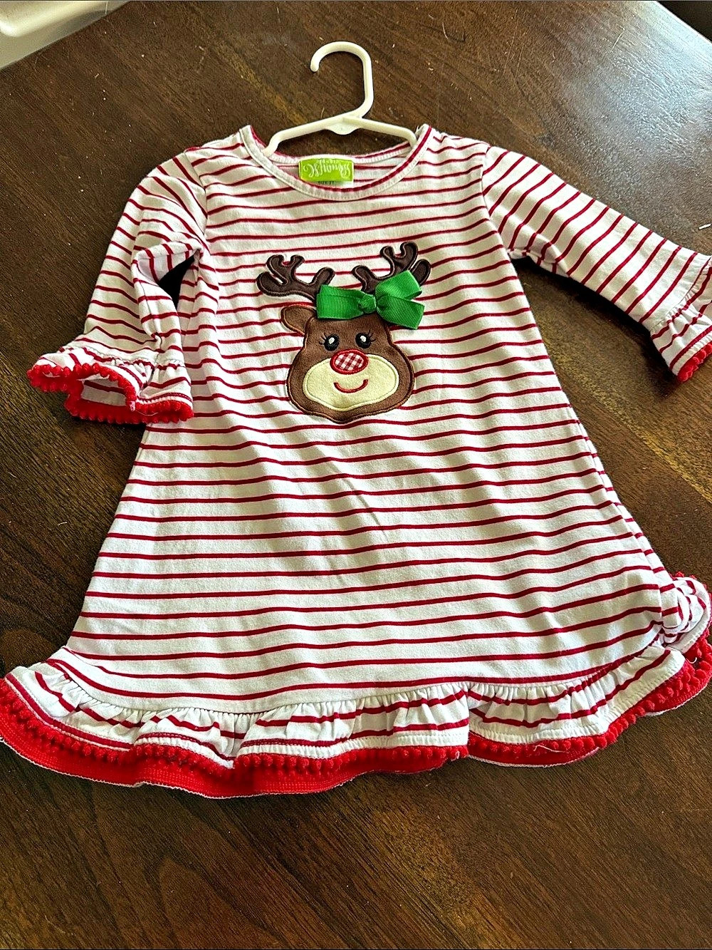 Classic Whimsy  Girls 2T Striped Reindeer Dress